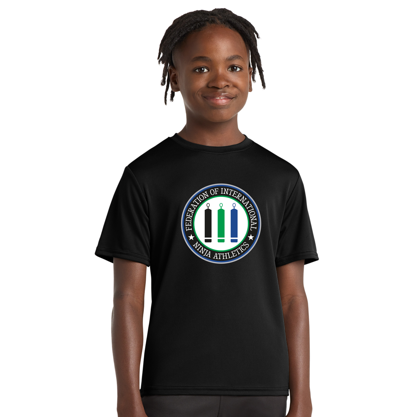 FINA Unisex Youth Performance Tee - Seal Front / FINA Green Back