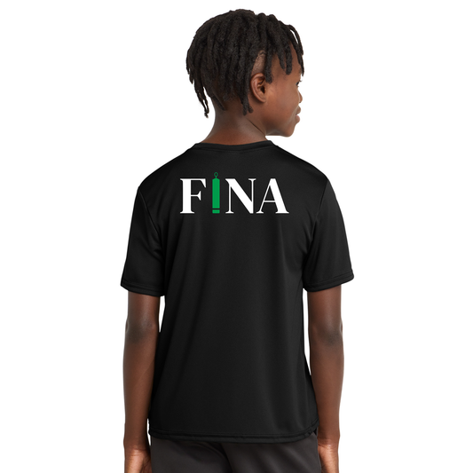 FINA Unisex Youth Performance Tee - Seal Front / FINA Green Back