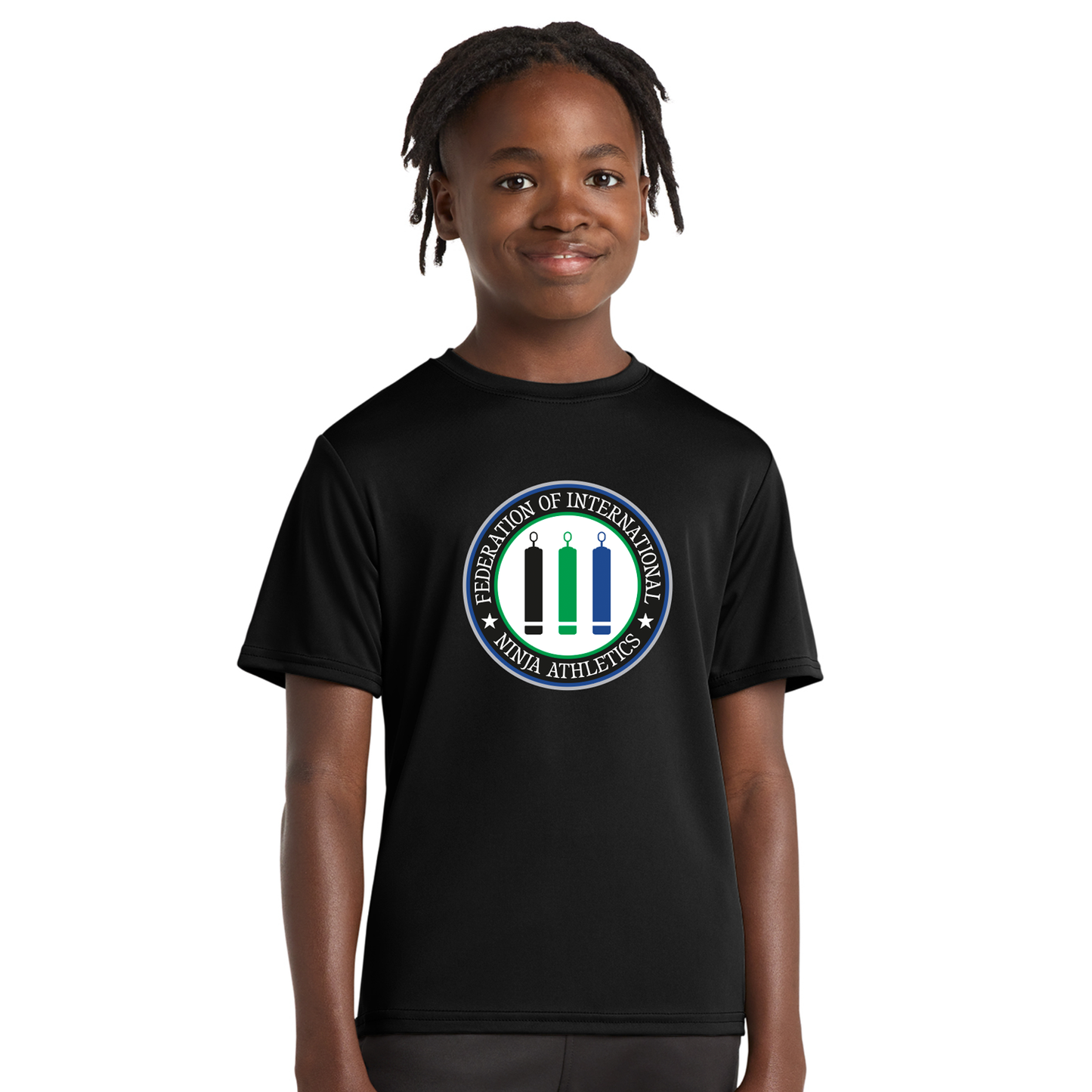 FINA Unisex Youth Performance Tee - Seal Front / FINA Blue Back