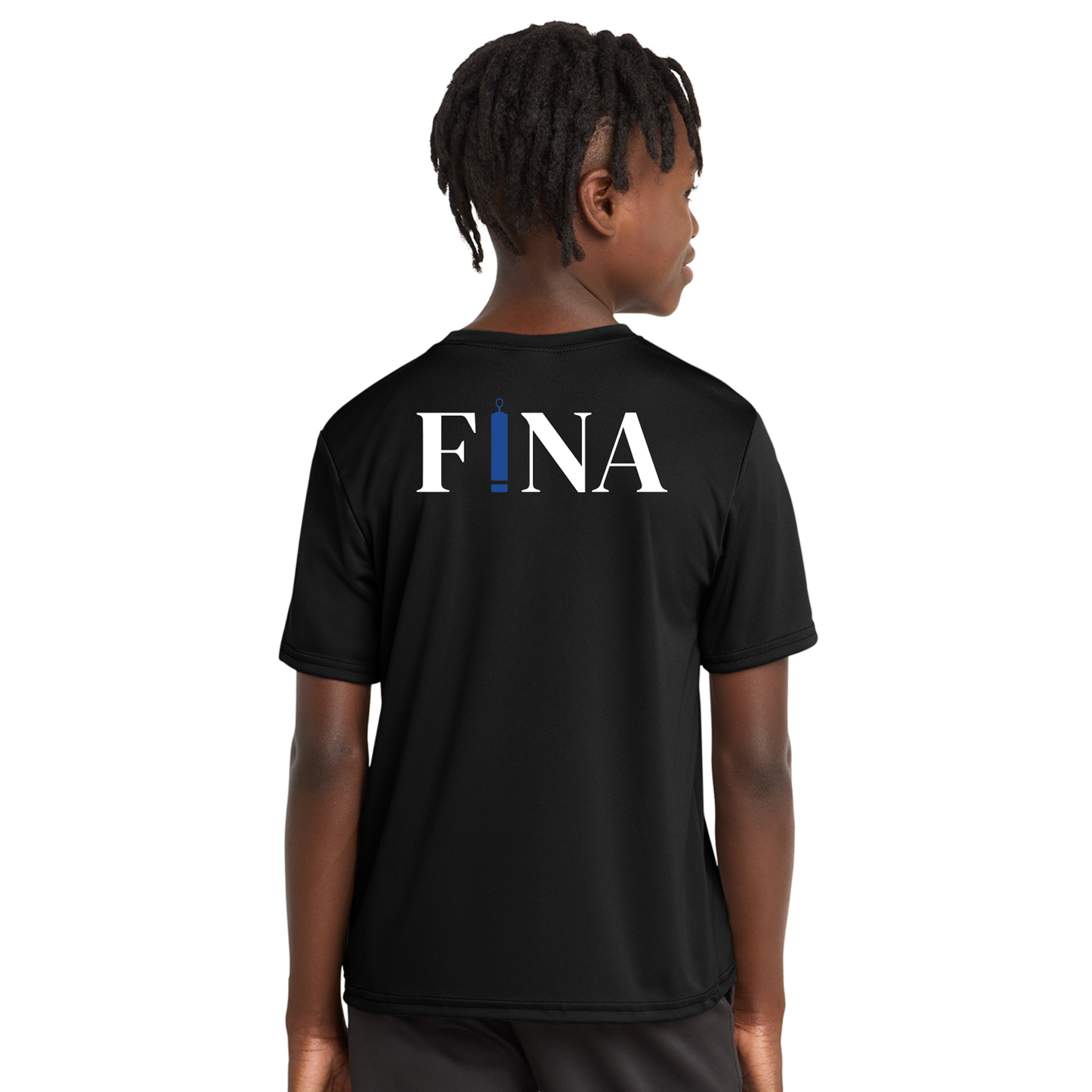 FINA Unisex Youth Performance Tee - Seal Front / FINA Blue Back