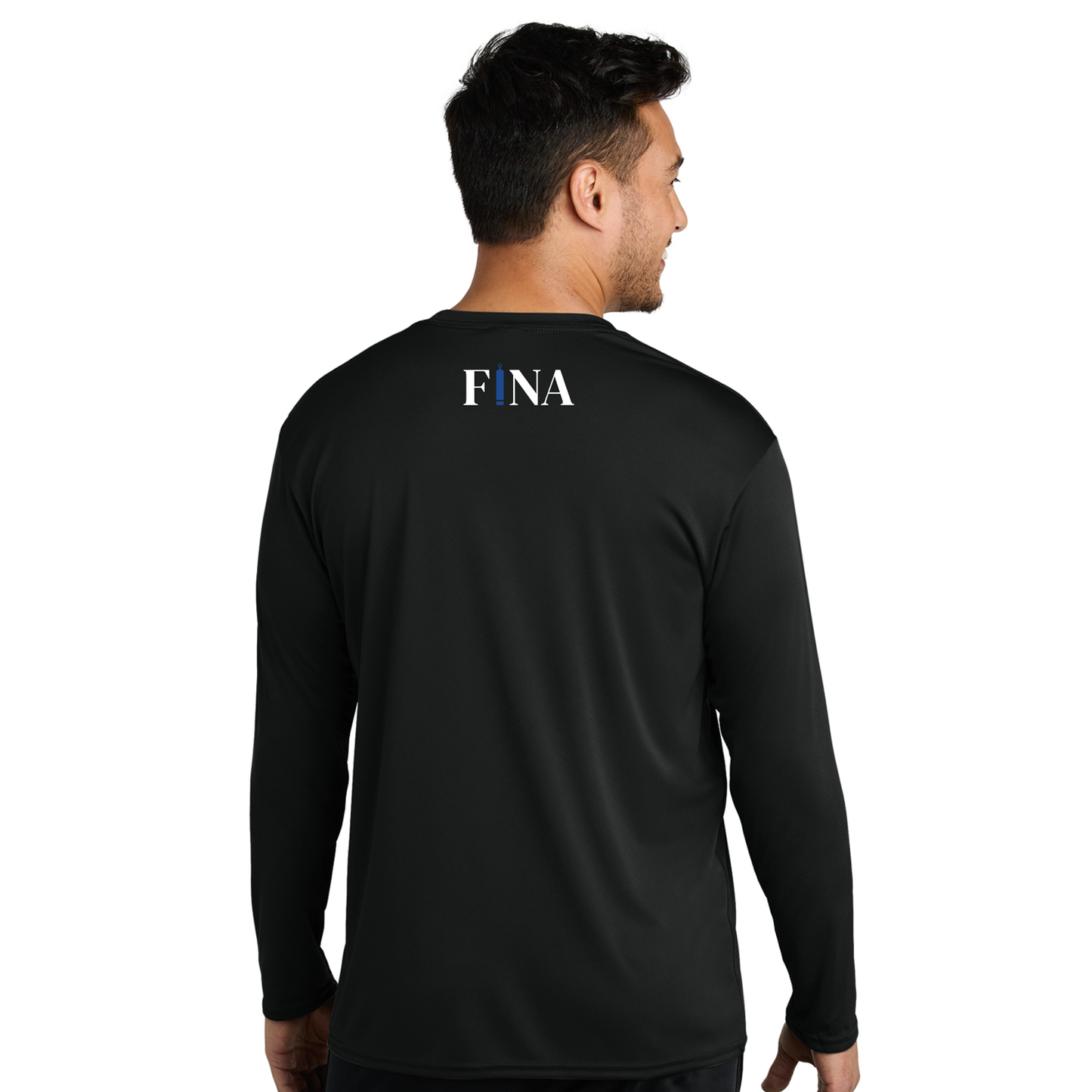 FINA Unisex Adult Long Sleeve Performance Tee - Seal Front / FINA Blue Back