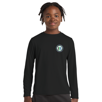 FINA Unisex Youth Long Sleeve Performance Tee - Seal Front / FINA Blue Back