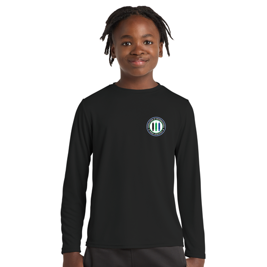 FINA Unisex Youth Long Sleeve Performance Tee - Seal Front / FINA Blue Back