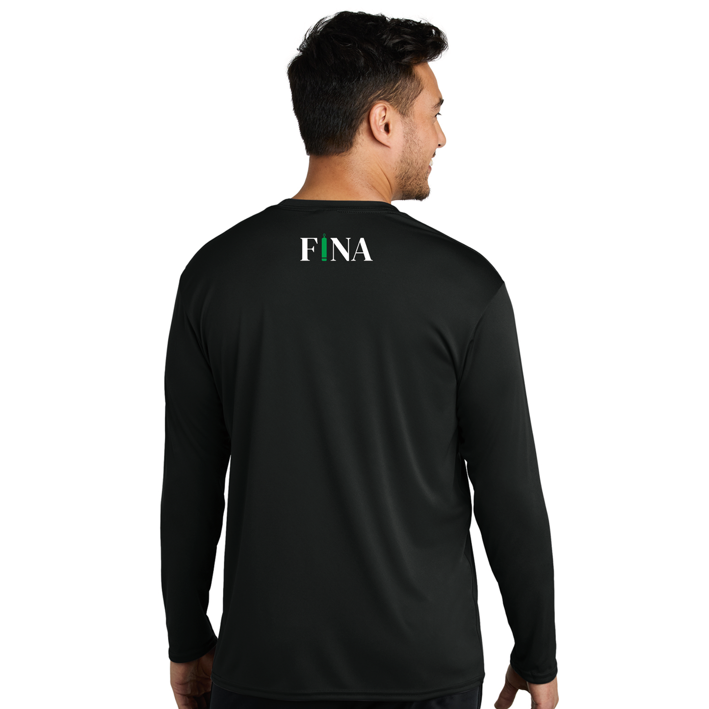 FINA Unisex Adult Long Sleeve Performance Tee - Seal Front / FINA Green Back