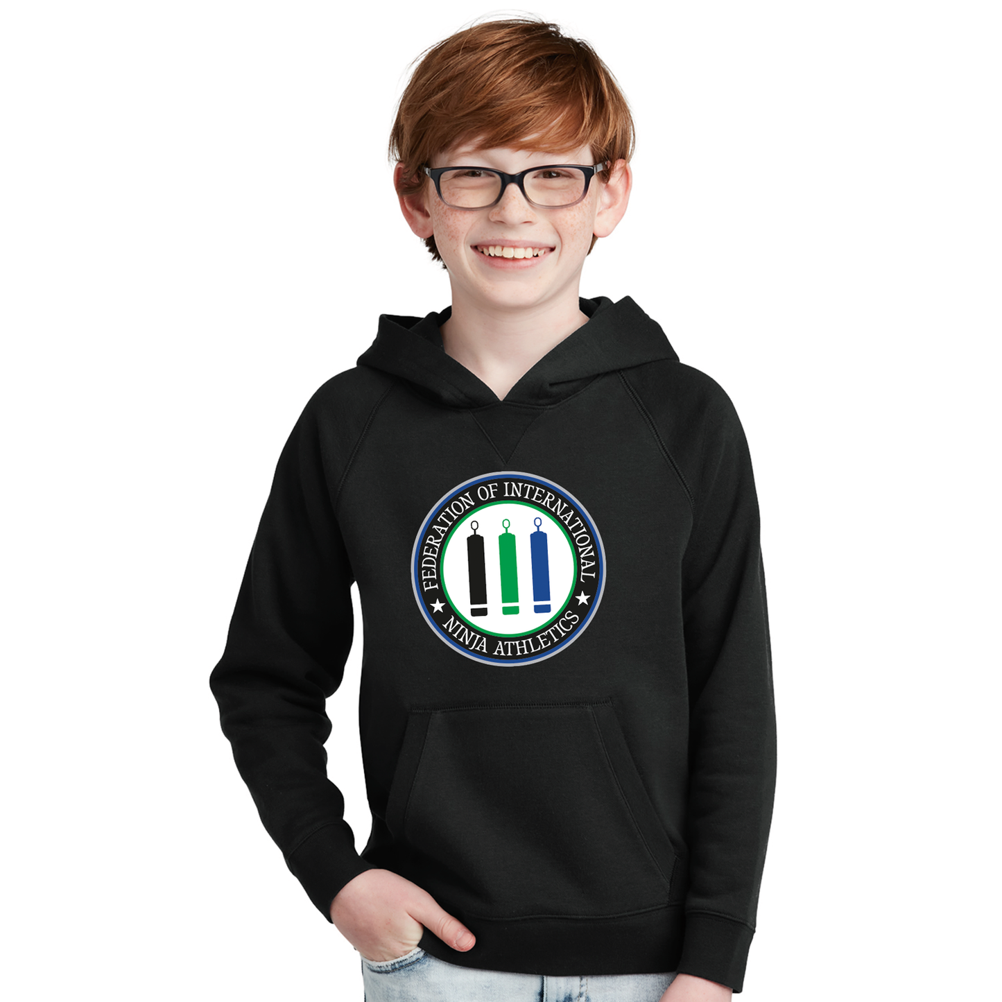 FINA Unisex Youth Fleece Pullover Hoodie - Seal Front