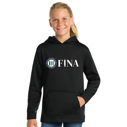FINA Unisex Youth Performance Fleece Hoodie - Seal + FINA