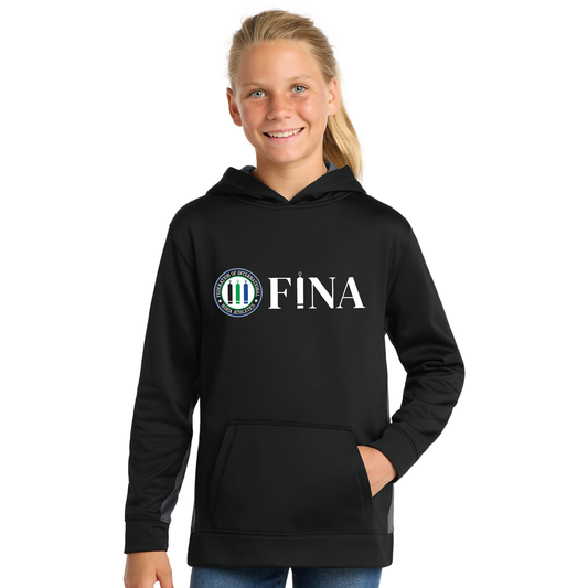 FINA Unisex Youth Performance Fleece Hoodie - Seal + FINA